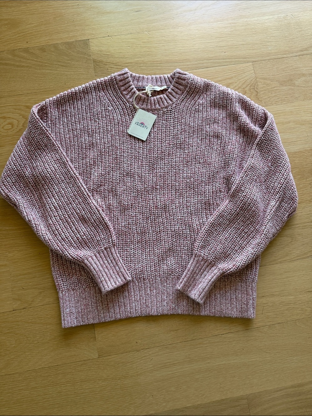 Faherty Dusty Rose Crewneck Knit Sweater